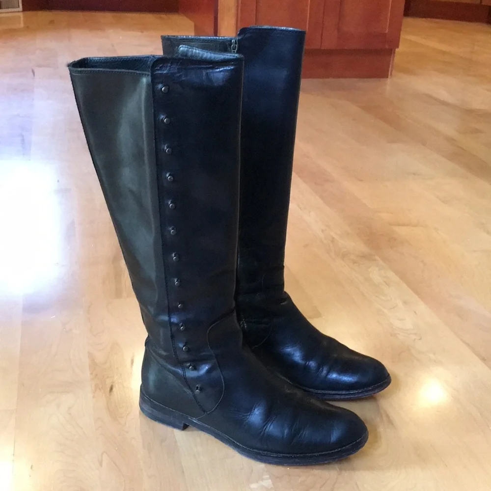 COLE HAAN | Black Leather Tall Boots Ridding Boots